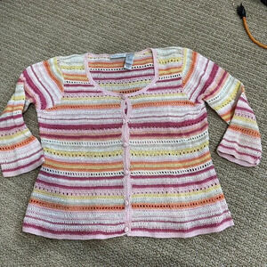 Vintage Crochet Knit Cardigan Liz claiborne